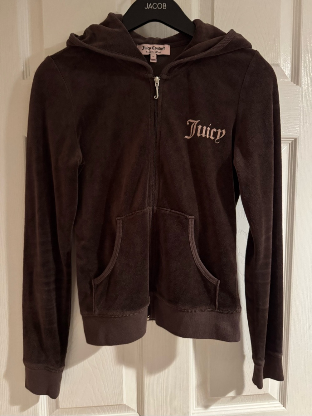 Y2K / Vintage Juicy Couture Women's Chocolate Brown Velour Zip Hoodie